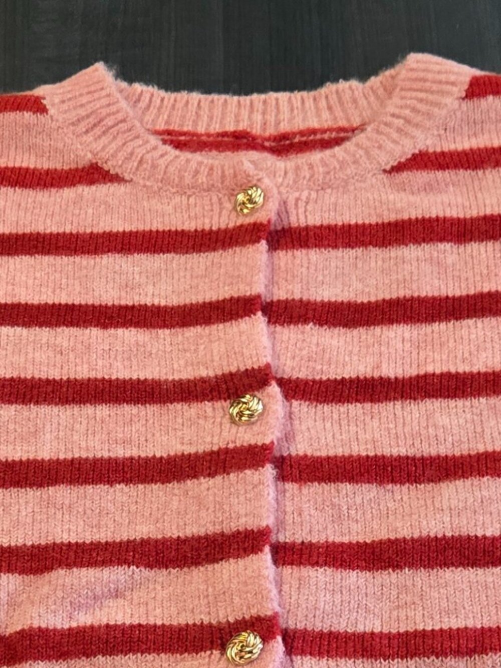 New FW2026 100% Mohair Sezane Style Red Pink Striped Cardigan 16-18 - Picture 4 of 8